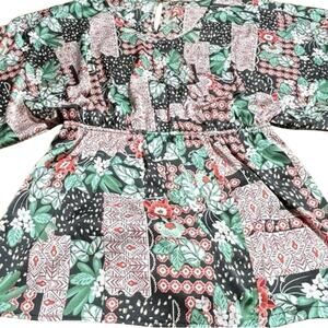 Eesome Multicolor Patchwork Skort Romper with quarter length puffy sleeves